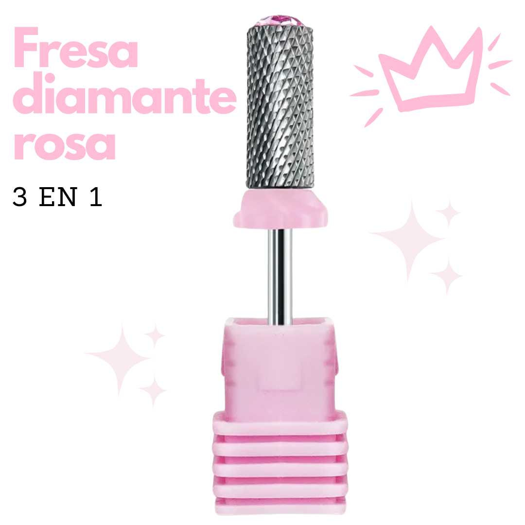 Fresa diamante rosa 3en1