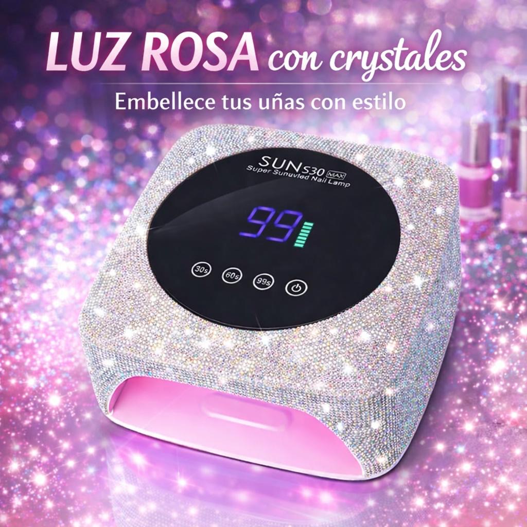 Lámpara con crystales luz Rosa