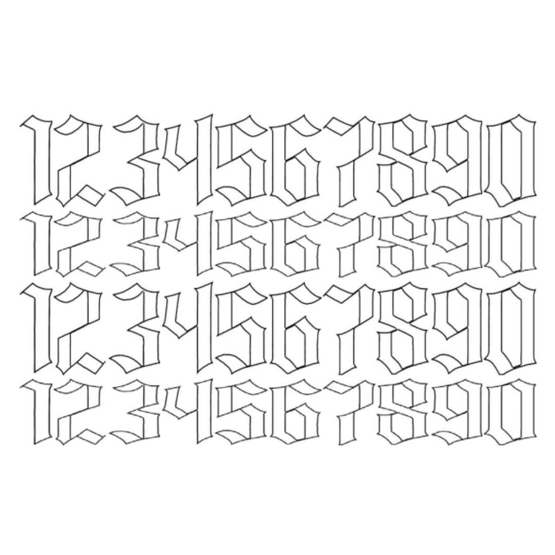 Plantillas Numeros Góticos