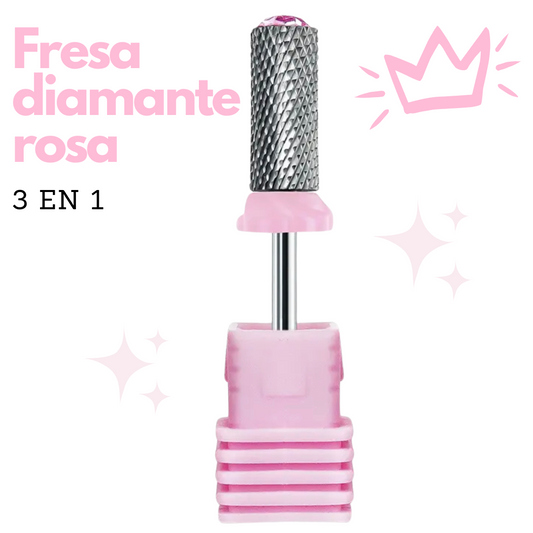 Fresa diamante rosa 3en1